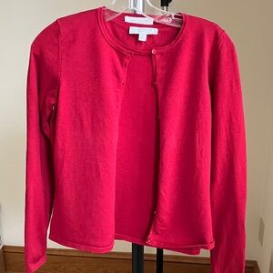 Classic Ann Taylor Silk Dark  Red Cardigan Sweater with Matching Shell